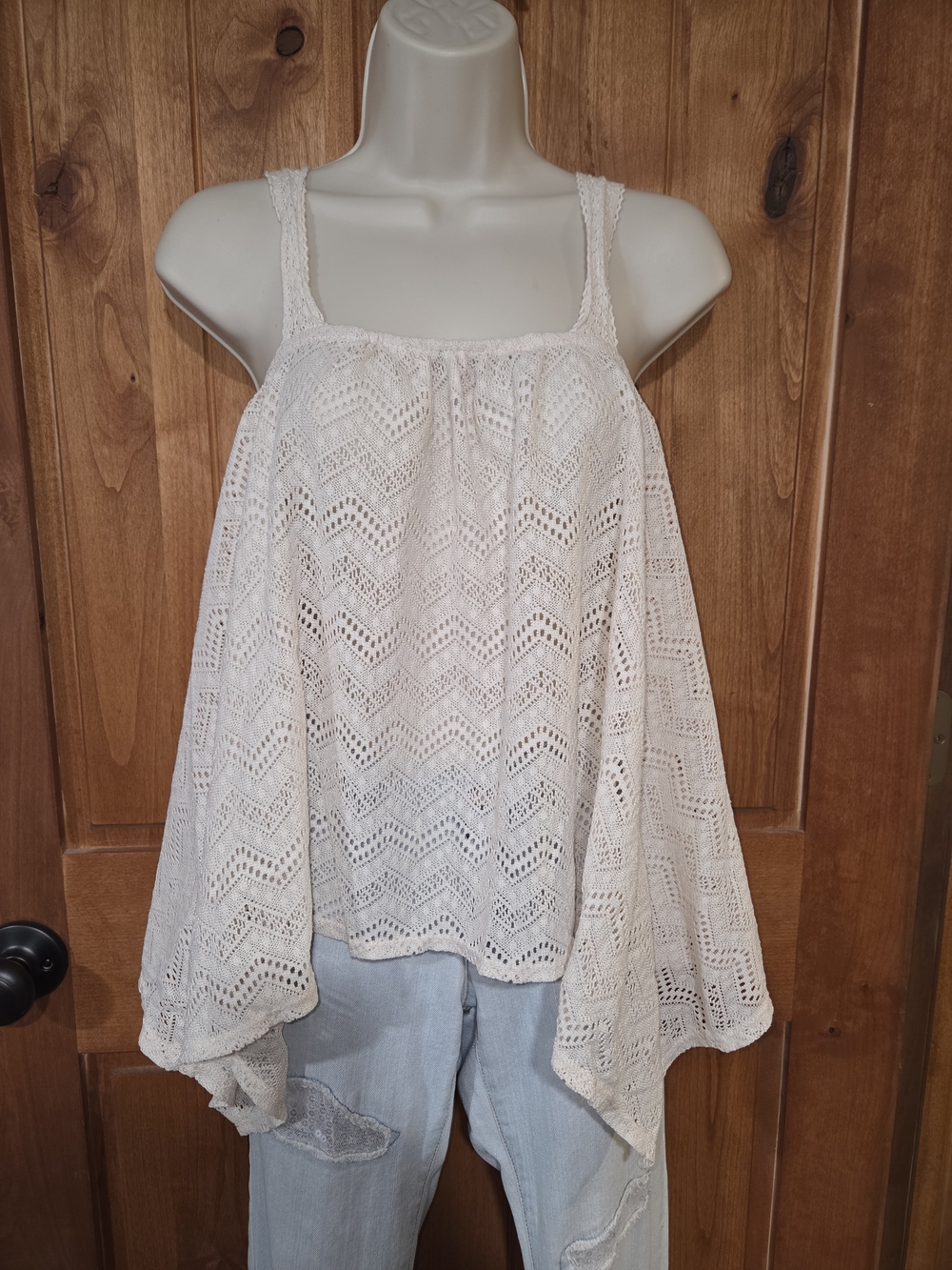 No Boundaries Cream‎ Crochet Swing Camisole